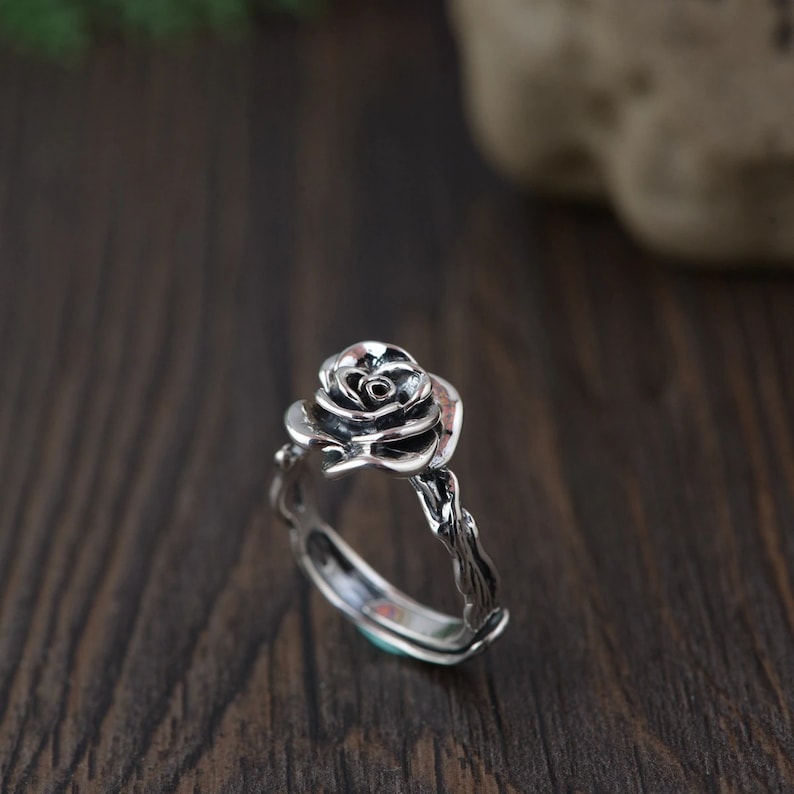 Sterling Silver Rose Flower ring