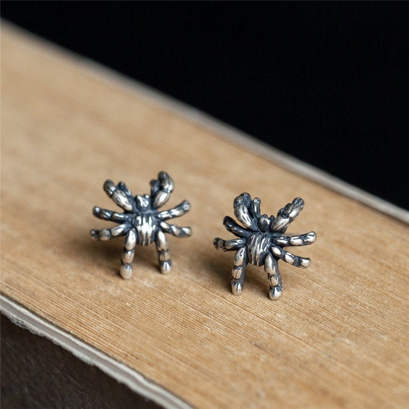 Sterling Silver Spider Stud Earrings