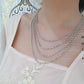 Sterling silver Rolo chain necklace on neck