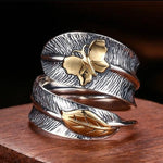 Sterling silver butterfly feather ring