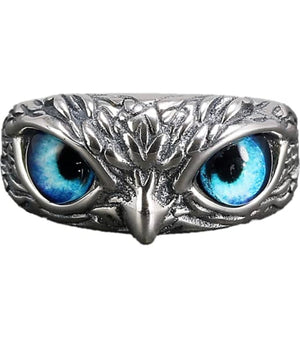 Sterling silver owl ring front