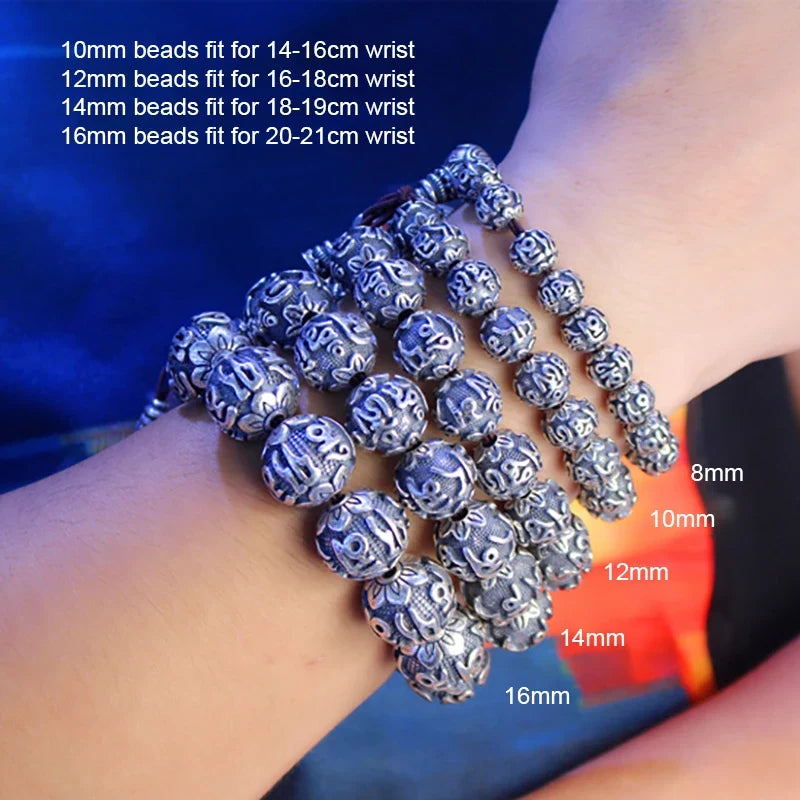 Tibetan silver bracelets engraved with six true words