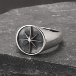 Top angle view showing textured background and North Star design
