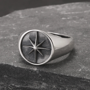Top angle view showing textured background and North Star design