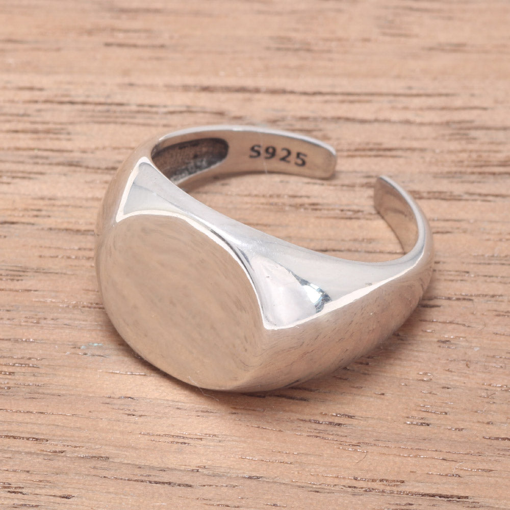 adjustable silver signet ring