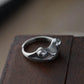 adjustable sterling silver frog ring side angle silver