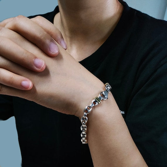 Sterling Silver Mariner Anchor Chain Bracelet & Necklace for Men