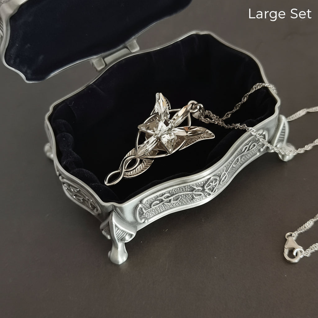 arwen evenstar necklace and box sterling silver zirconia closeup