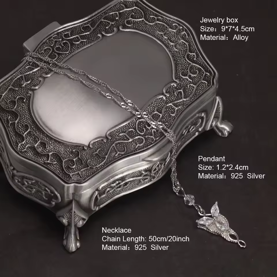 arwen evenstar necklace and jewelry box small set