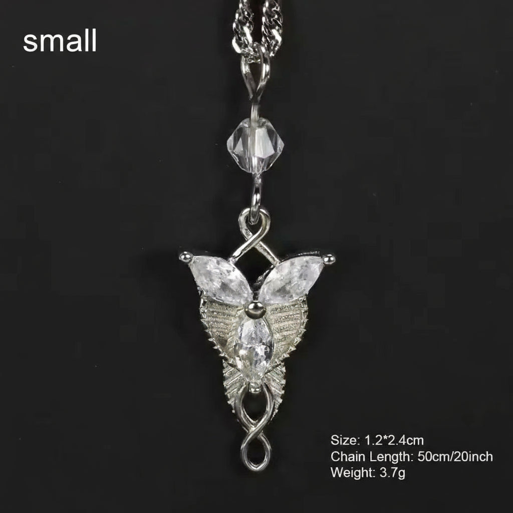 arwen evenstar necklace small silver zirconia closeup