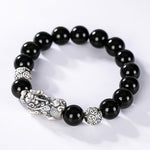 black obsidian pixiu bracelet front view