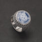 blue agate cameo ring