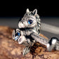 blue crystal accent sterling silver horse charm  