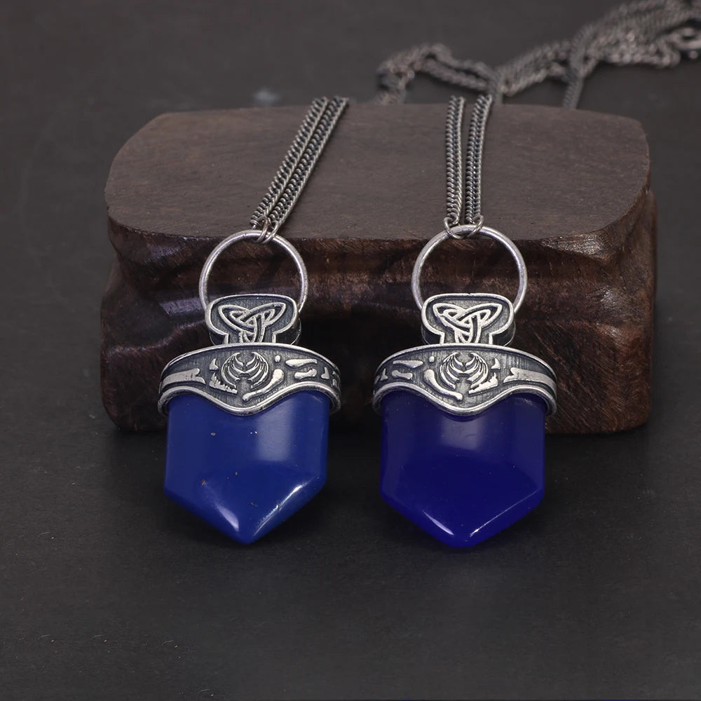 blue lapis stone necklace close up