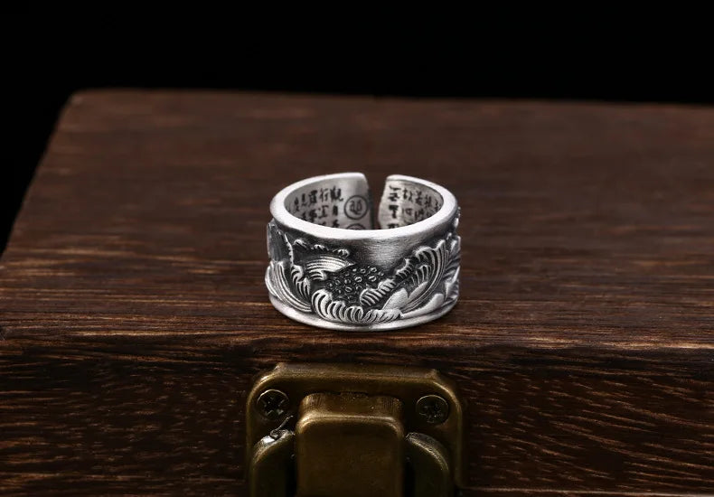 buddhist Lotus ring Sterling Silver