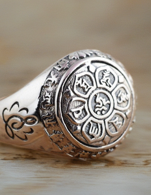 buddhist OM ring sterling silver