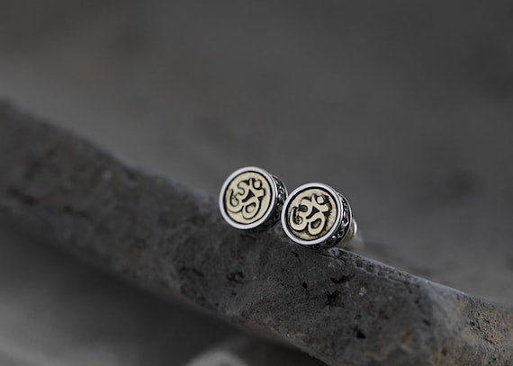 buddhist om earrings minimalist spiritual jewelry