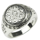 buddhist ring silver white background