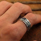 buddhist spinner ring on hand during meditation