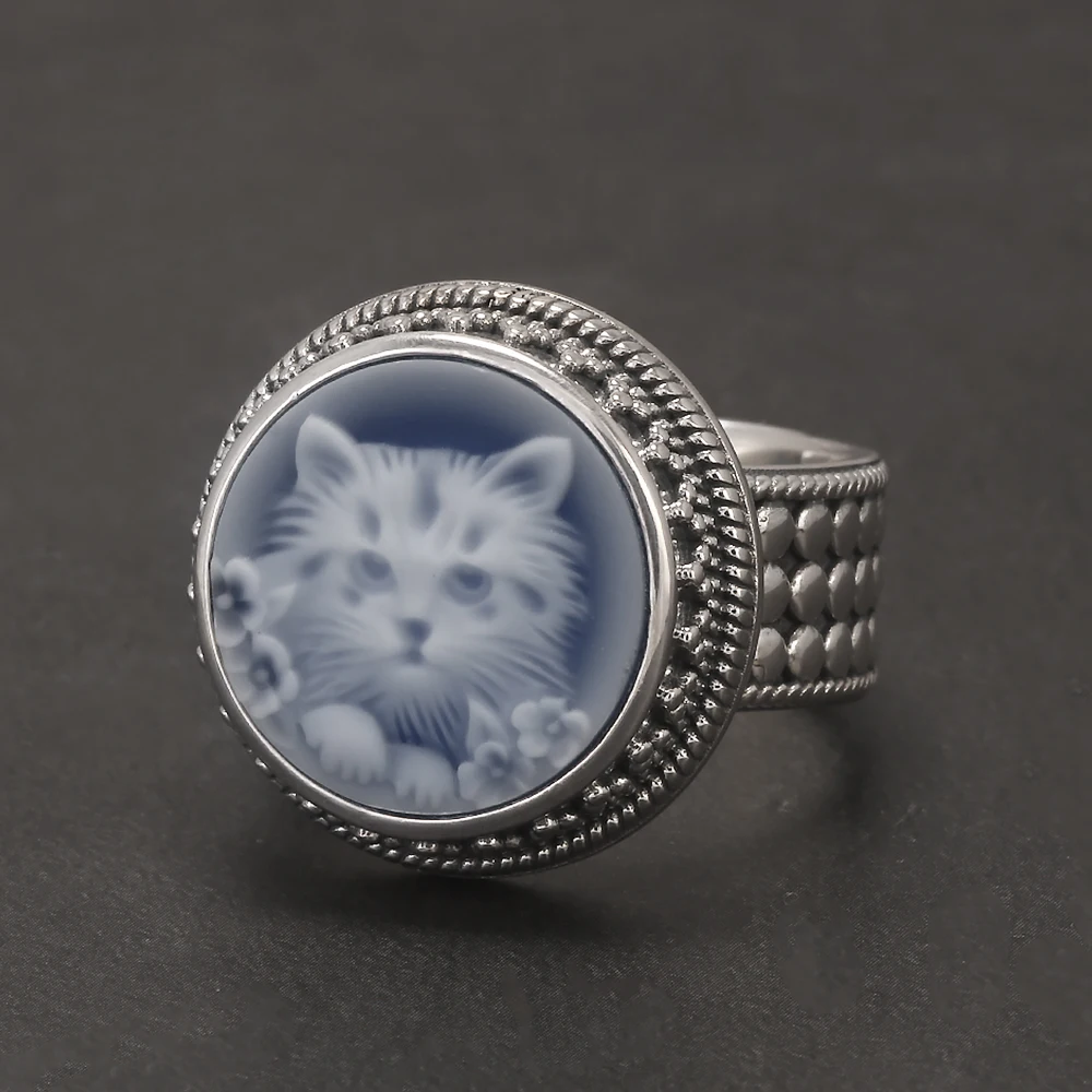 cat cameo ring