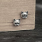 cat stud earrings front
