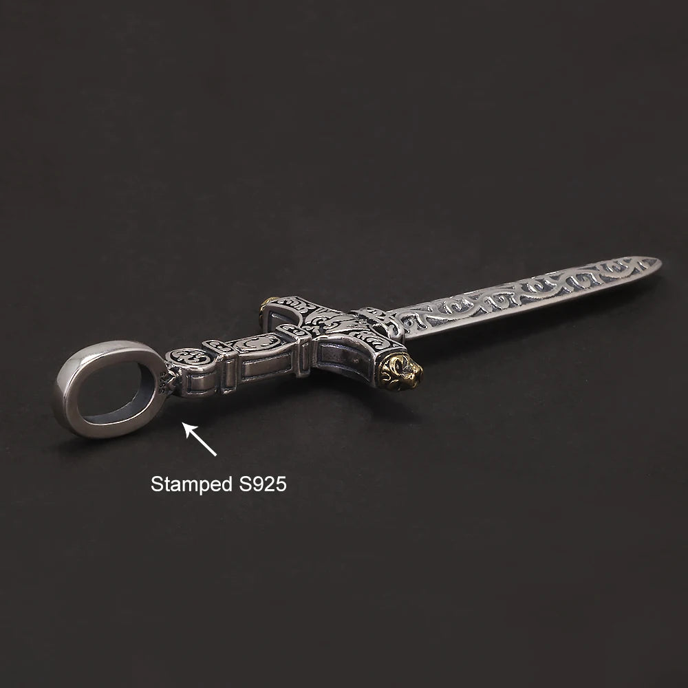 detailed silver sword charm