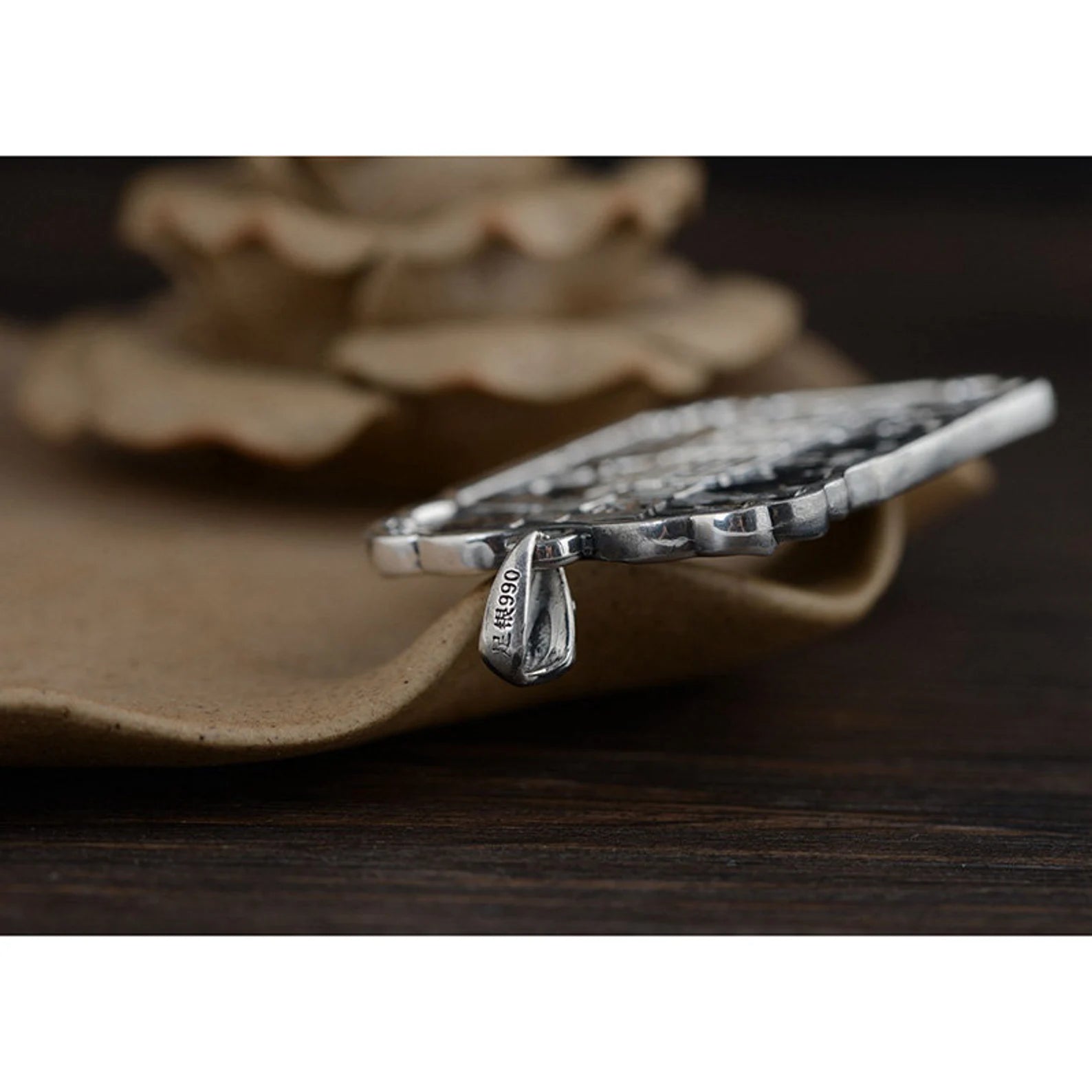 Dragon Pendant Sterling Silver top view