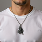 dragon pendant necklace on male model