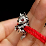 exquisite 925 silver vintage horse charm on red rope
