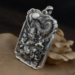 990 fine silver dragon pendant front