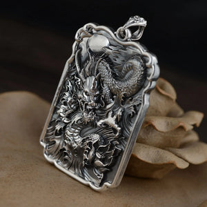 990 fine silver dragon pendant front