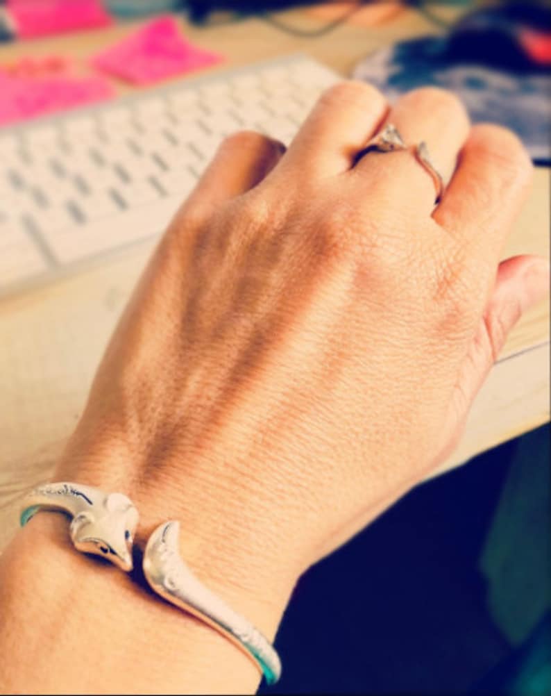 fox bangle shown on wrist