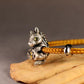 gold crystal accent silver horse charm on rope bracelet