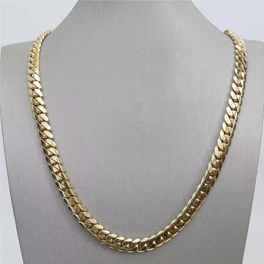 gold cuban necklace front view