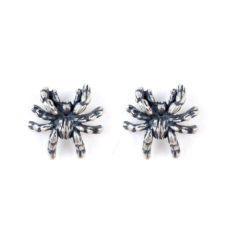 gothic spider stud earrings sterling silver