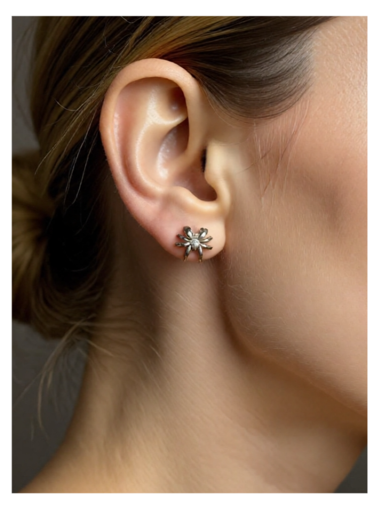gothic spider earrings on model