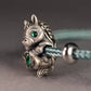 green gemstone 925 silver vintage horse charm