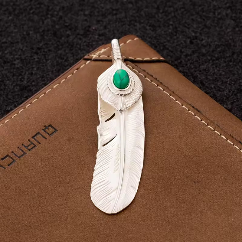 green turquoise feather pendant 