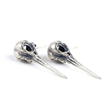 handcrafted sterling silver skull earrings detail
