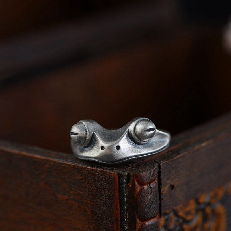 handmade frog jewelry silver ring