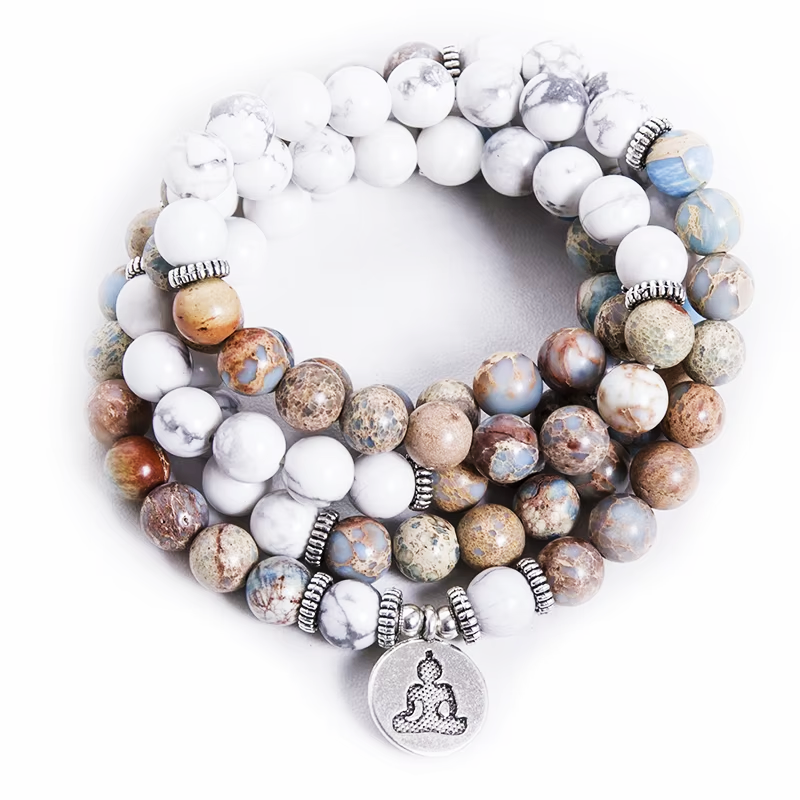 howlite jasper mala front