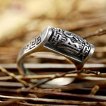 Buddhist Tibetan Prayer Wheel Ring silver