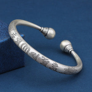 OM Buddhist Cuff Bracelet for men & women ~ Sterling Silver