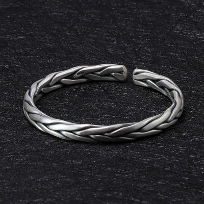 Men's Silver Woven Cuff Bracelet