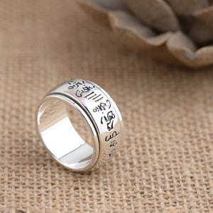 Buddhist Tibetan Spinner Ring for Men ~ Sterling Silver