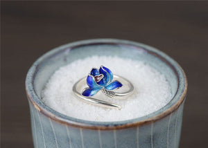 blue lotus ring sterling silver vase