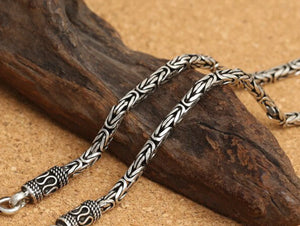 Byzantine Chain Necklace ~ 925 Sterling Silver wood