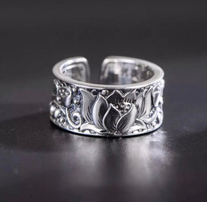 Lotus Ring ~ 925 Sterling Silver