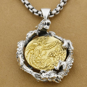 Dragon Phoenix Pendant Necklace ~ 925 Sterling Silver