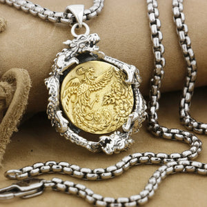 Dragon Phoenix Pendant Necklace ~ 925 Sterling Silver